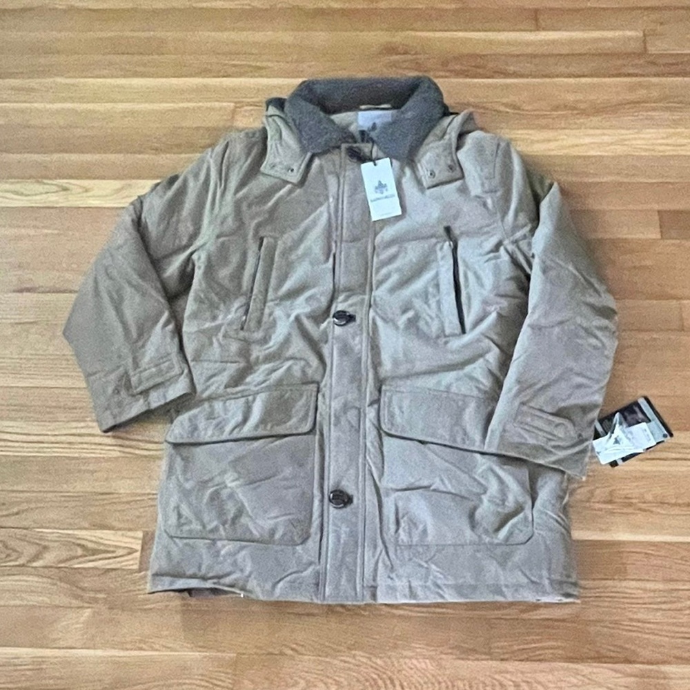 Rainforest Mens Oxford Thermoluxe Filled Parka Jacket Faux Shearling L New